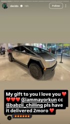 Davido yahaye Mayorkun imodoka ya Tesla Cybertruck nk'impano yihariye