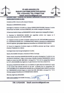 INYANDIKO ISABA GUSHYIRA MU BIKORWA UMWANZURO W‘URUKIKO MU RUBANZA RC00031/2024/TGI/GSBO KU NEZA.