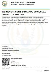 MUTIJIMANA Jean Marie Vianny yasabye guhindura amazina akitwa MUTUJIMANA Brian
