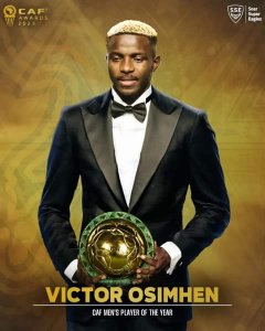 Victor Osimhen yatwaye igihembo cy'umukinnyi mwiza muri Afurika mu 2023