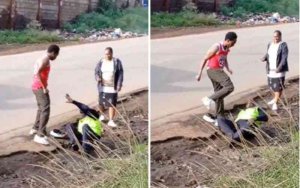 Polisi yafunze umusore wagaragaye ahondagura mugenzi wabo amusanze mu kazi