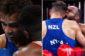 Tokyo Olympics: Umukinnyi yahaswe amakofe ashaka kuruma uwo bari bahanganye [AMAFOTO]