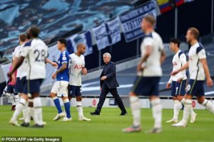 Jose Mourinho yanenze bikomeye abakinnyi be batsindiwe mu rugo na Everton