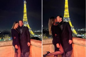 Lionel Messi yasohokanye umugore we ku manara wa Eiffel barasomana biratinda