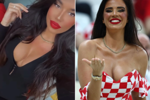 Miss Croatia wahogoje benshi mu gikombe cy'isi 2022 yagaragaye mu isura nshya ku mukino w'Ubufaransa na Maroc [AMAFOTO]