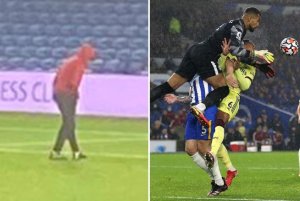 Myugariro wa Arsenal yakuwe iryinyo n'abakinnyi ba Brighton ajya kurishaka umukino urangiye