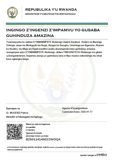 Uwitwa ICYIMANIMPAYE Abdenego yasabye guhindura amazina akitwa TWAGIRAYESU Abdenego