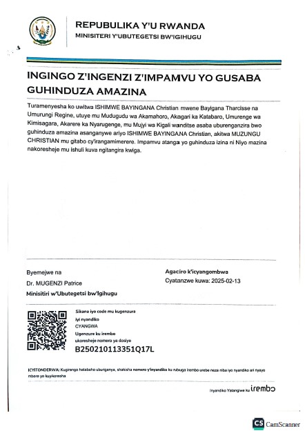 ISHIMWE BAYINGANA Christian Abdenego yasabye guhindura amazina akitwa MUZUNGU CHRISTIAN