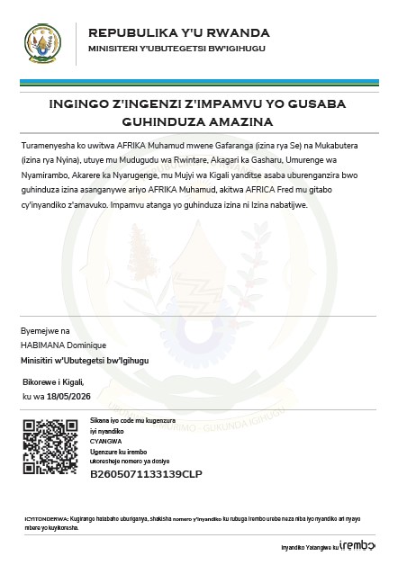 AFRIKA Muhamud yasabye guhindura amazina akitwa AFRICA Fred