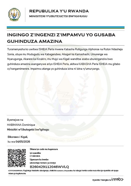  ISHEJA Perla yasabye guhindura amazina akitwa KABASHA Perla ISHEJA