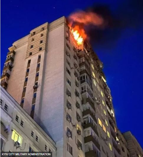 Uburusiya bwongeye gucucagiza ibisasu kuri Kyiv ku nshuro ya 3 bwikurikiranya