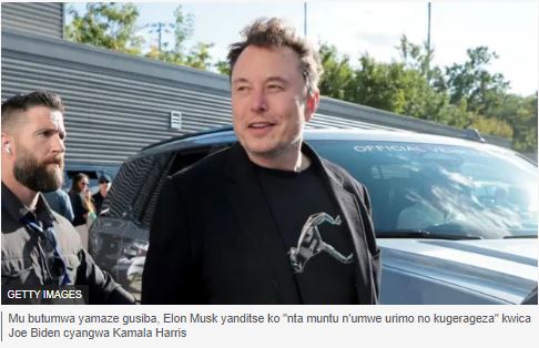 Urwego rw'Amerika rurinda abategetsi bo hejuru ruvuga ko ruzi iby'ubutumwa bwa Elon Musk kuri Harris na Biden