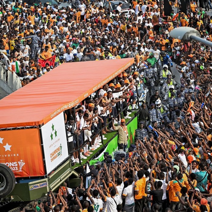 Abakinnyi ba Cote d'Ivoire bakiriwe nk'abami mu muhango wo kumurika igikombe [AMAFOTO]