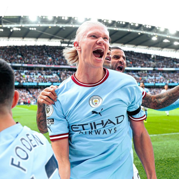 Haaland yababajwe n'ibitego bike Man City yatsinze United
