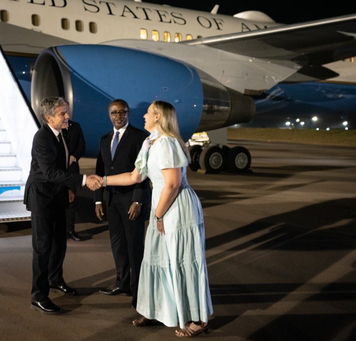 Umunyamabanga wa leta y'Amerika yageze I Kigali kuganira n'abayobozi b'u Rwanda