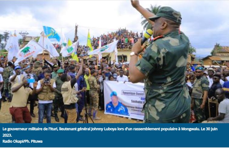 Ituri: Guverineri Luboya yatabaje Abaturage ngo bahangana n'abahungabanya umutekano
