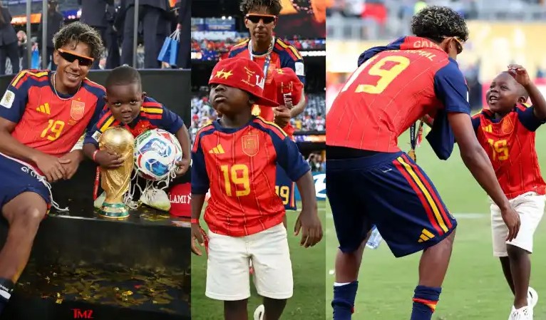 Amafoto ya Lamine Yamal n'umuvandimwe we w'imyaka itatu yigaruriye imbuga nkoranyambaga