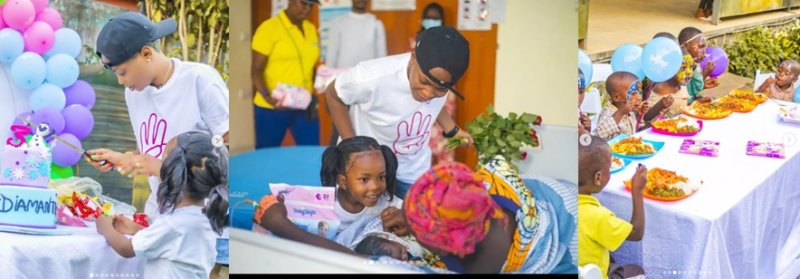 Amafoto: Umwana wa Young Grace yakorewe ibirori by'isabukuru y'imyaka itatu, asura abo bavukiye rimwe mu bitaro