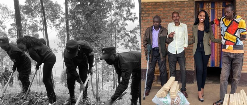 Amafoto: Miss Muheto yakoreye umuganda i Musanze agenera ubufasha imiryango y'abamugariye ku rugamba 
