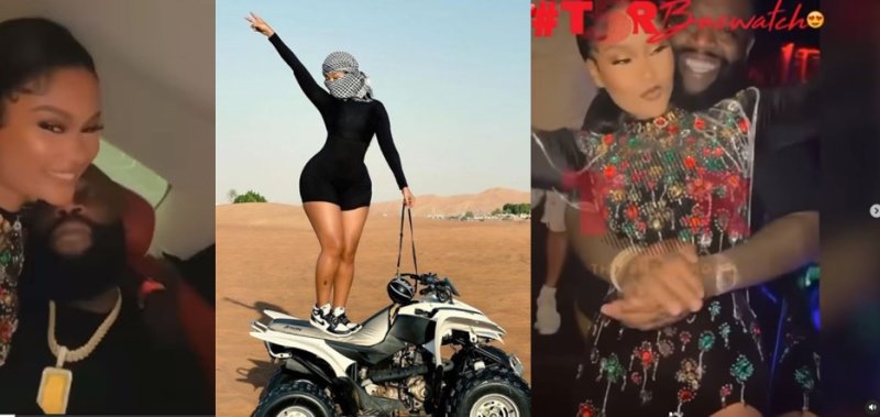 Hamisa Mobetto wabyaranye na Diamond yasangije abamukurikira amafoto ari kugirana ibihe byiza na Rick Ross i Dubai [Amafoto]