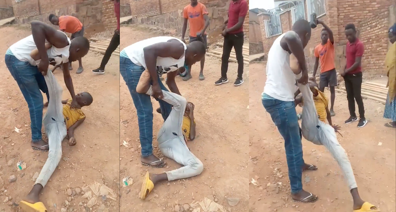 Polisi yiyemeje gushaka uwagaragaye akubita bunyamaswa umwana