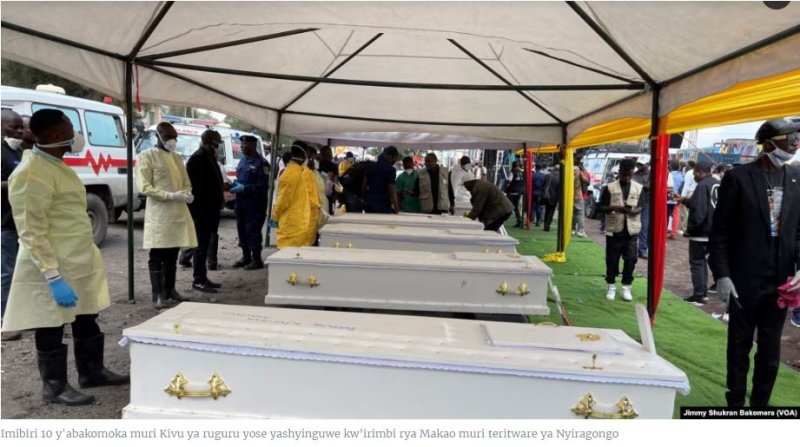Imibiri y'Abaguye Mu Mpanuka y'Ubwato Muri Kongo Yashyinguwe