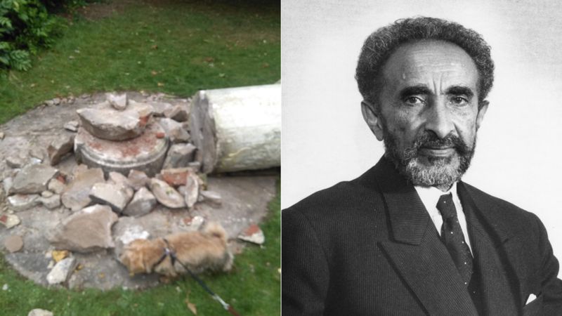 Ishusho ya Haile Selassie wabaye umwami w'abami wa Ethiopia yabomowe i London