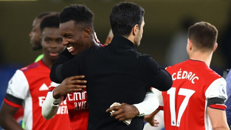Umutoza wa Arsenal nyuma yo gutsinda Chelsea yasabye imbabazi Eddie Nketiah wamuhesheje ishema 