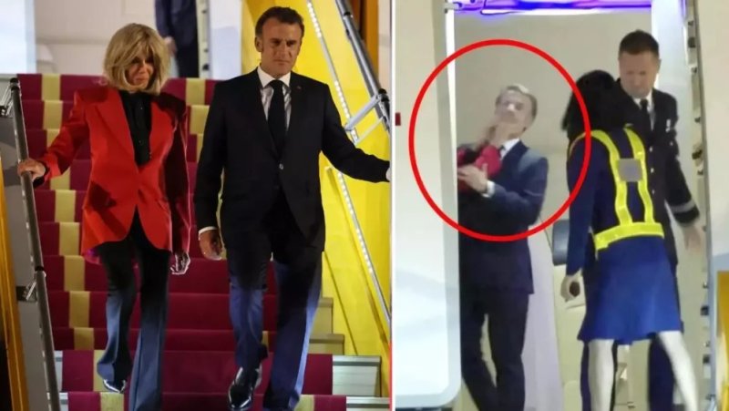 Trump yagiriye inama Macron uherutse gukubitwa urushyi n'umugore we