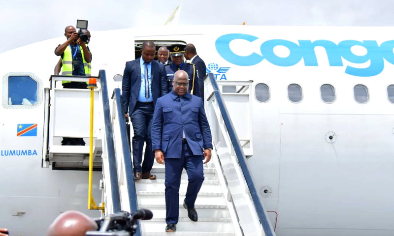 Perezida Tshisekedi yavuye muri Ethiopia igitaraganya kubera kwikanga umutekano muke I Kinshasa