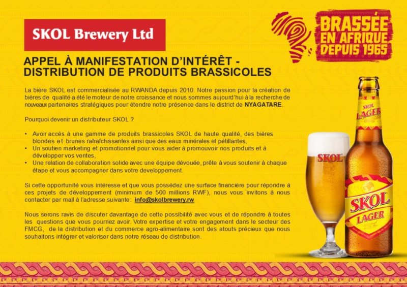 Uruganda rwa Skol rurashaka Umufatanyabikorwa uzarufasha gukomeza gukwirakwiza ibinyobwa byarwo mu Karere ka Nyagatare
